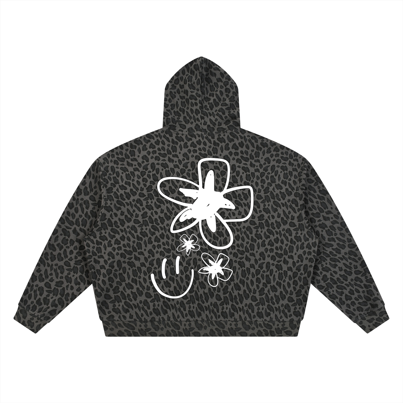 HARTE Leopard Waffle Zip Up BLK