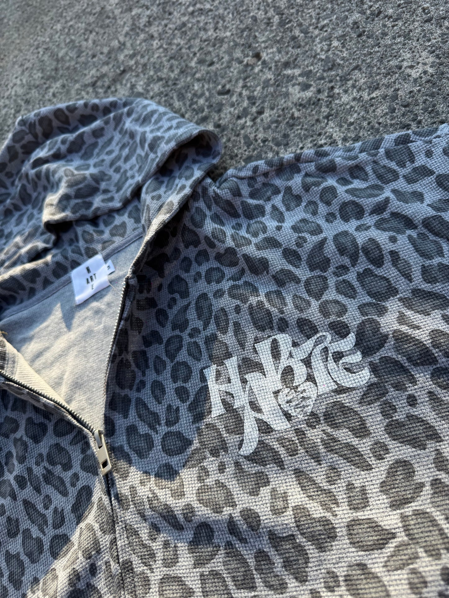 HARTE Leopard Waffle Zip Up GRY