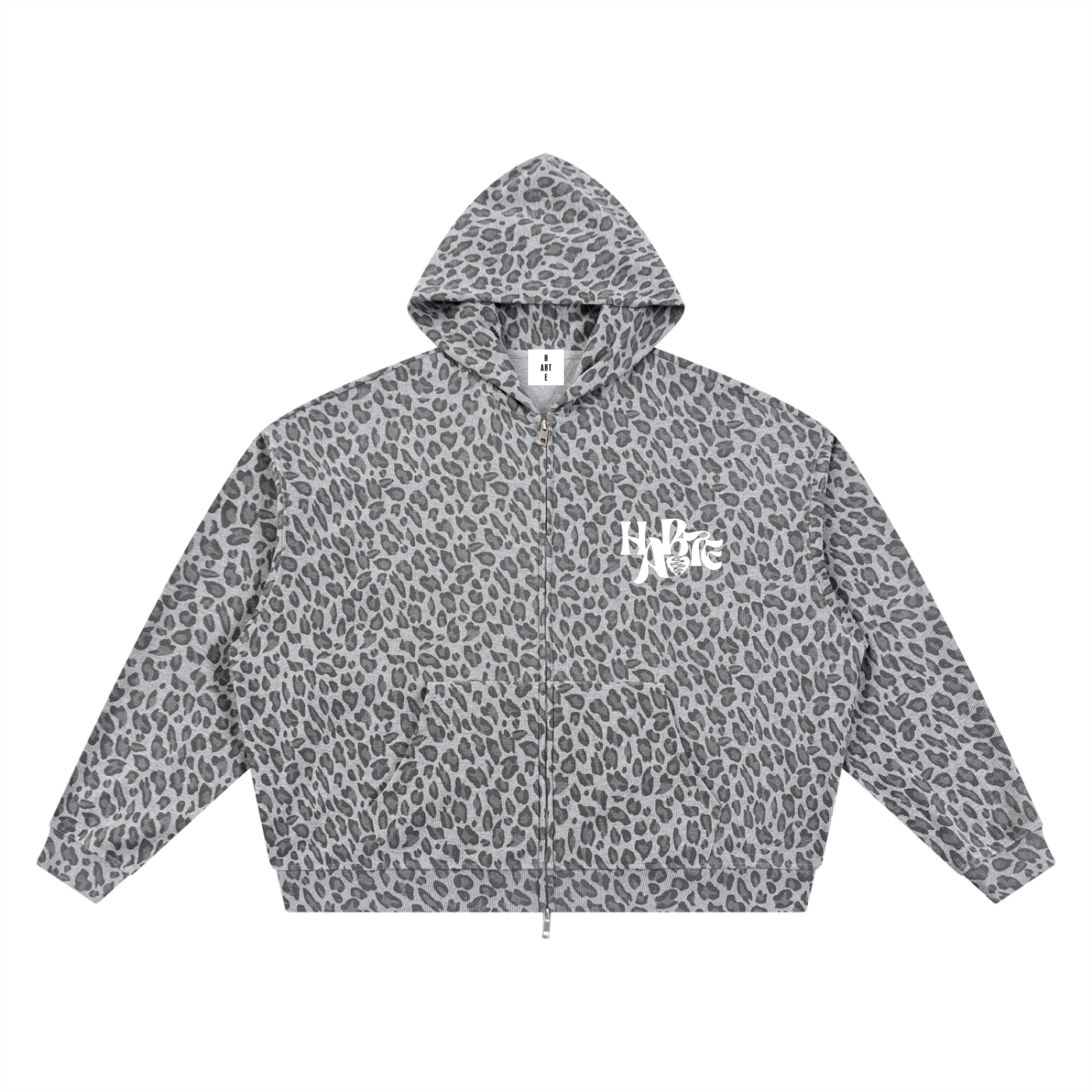 HARTE Leopard Waffle Zip Up GRY