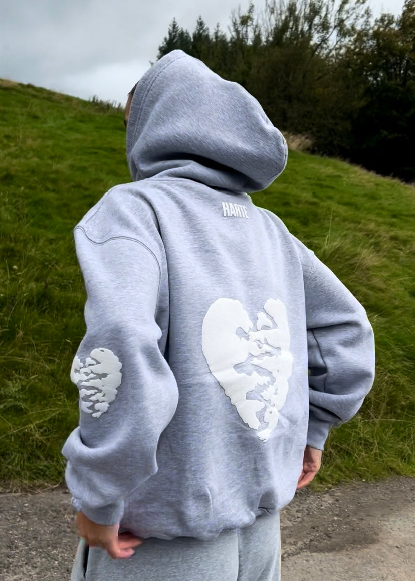 HARTE Broken Hoodie WHT/GRY