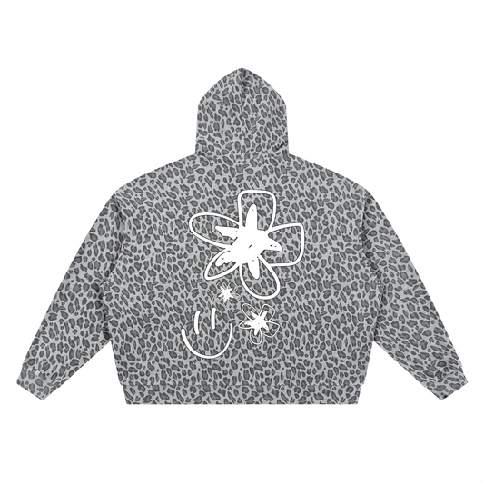 HARTE Leopard Waffle Zip Up GRY